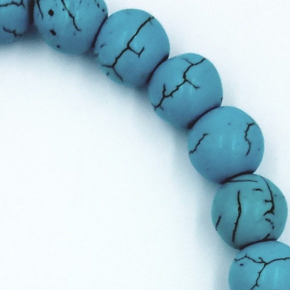 Druzy Turquoise Natural Stone Beaded Bracelet - Picture 4 of 7